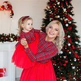 Festive Mother & Daughter Plaid Outfit