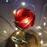 Valentines GIFT for Her - LED Flashing Rose in a Glass - seasonBlack