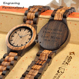 Men's Wooden Watch - Engraved Messages - seasonBlack