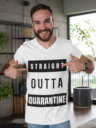 Straight Outta Quarantine V-Neck Tee - seasonBlack