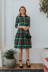 Doll Neck Plaid Mother and Daughter Outfit