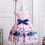 Kid's Designer Floral Dress with Bow Waistband