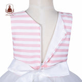 Girl's Communion Stripe Designer Dress - Pink
