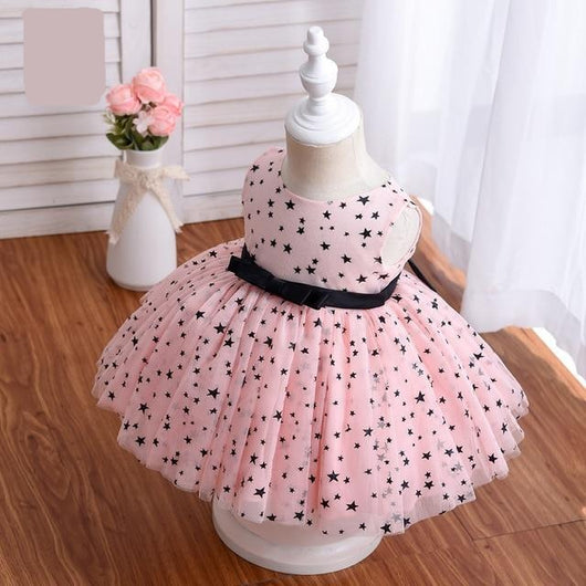 Newborn's Little Stars Tulle Designer Dress with Waistband