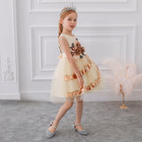 Girl's Embroidered Sequin Dress - Beige