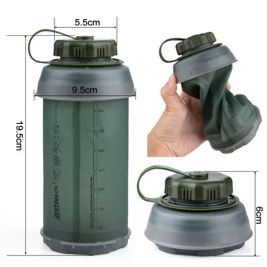 Collapsible TPU Soft Water Bottle - 750ML - seasonBlack