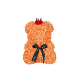 Crowned Rose Teddy Bear - 9 Inch w/ Artificial Flowers - Valentines Gift - seasonBlack